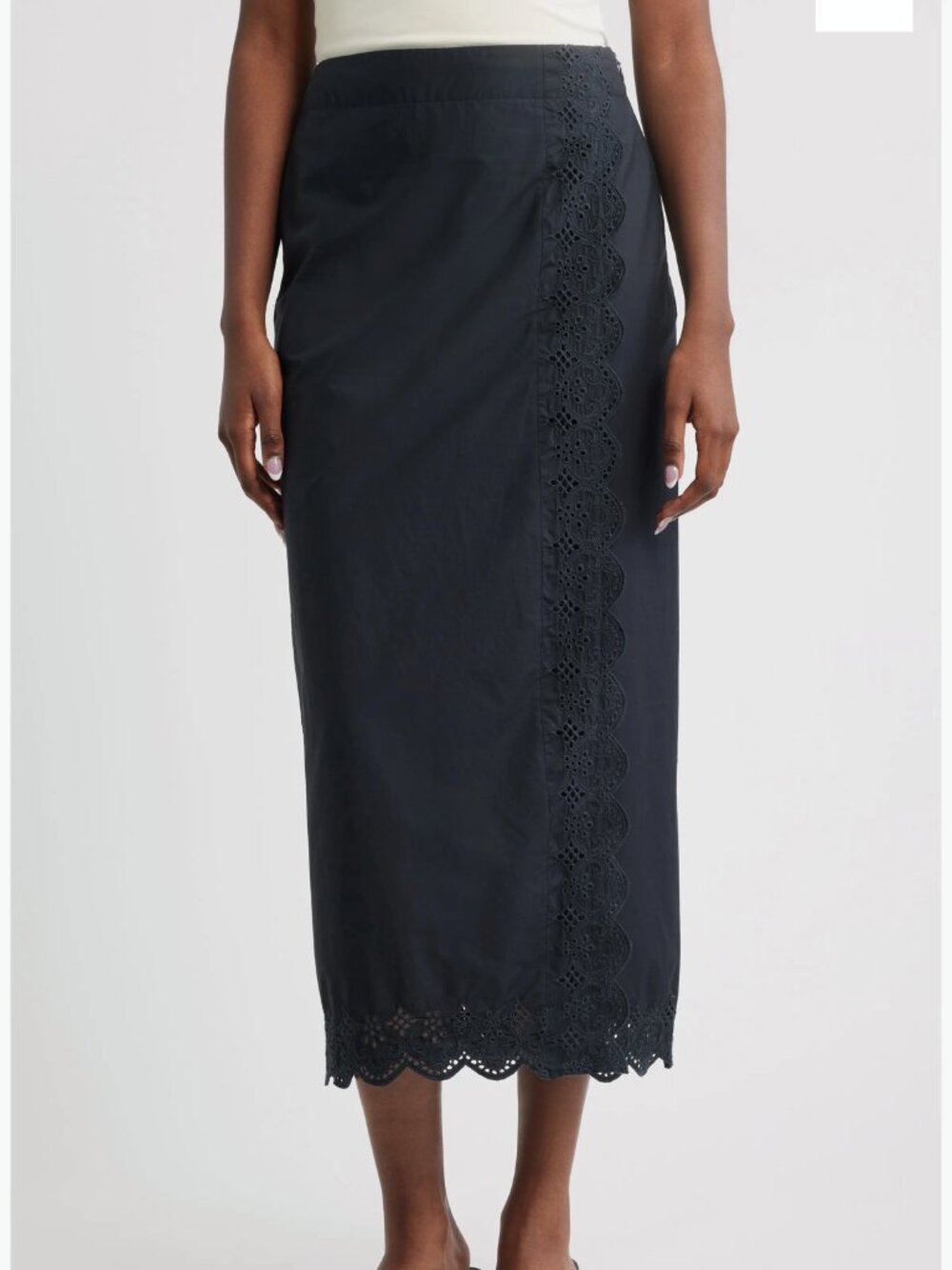 Mango Luisa Embroidered Midi Skirt NWT